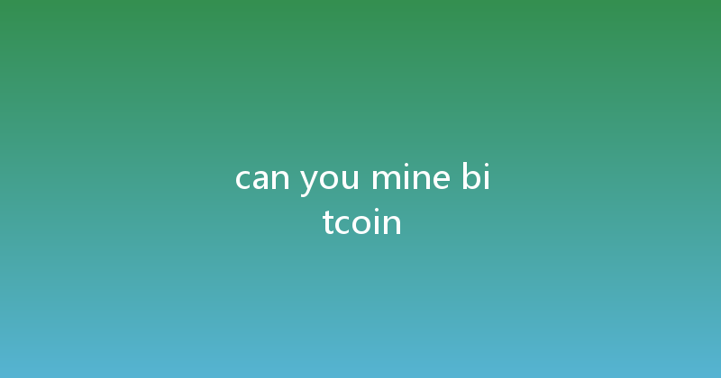 can you mine bitcoin 